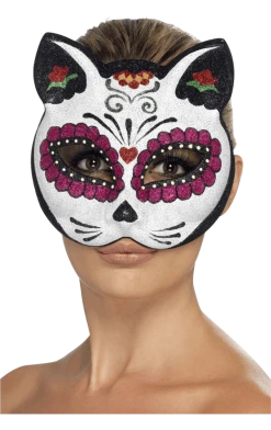 Smiffys Animals Sugar Skull Cat Facepiece Accessory