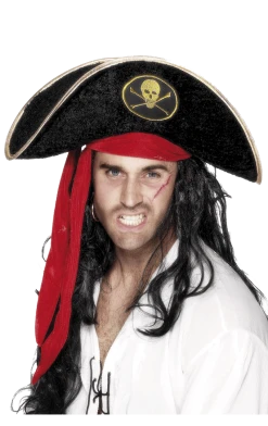 Smiffys Book Characters Pirate Hat With Red/Gold Trim