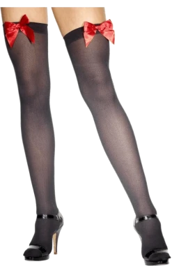 Smiffys Black With Red Bow Stockings Christmas