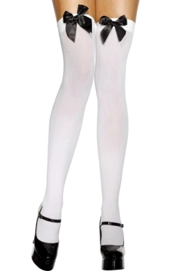 Smiffys White Stockings With Black Bow