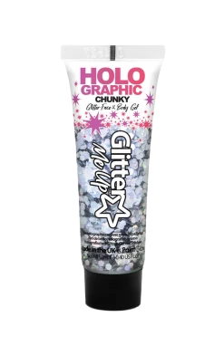 PaintGlow Silver Holographic Chunky Glitter Gel