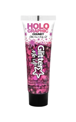 PaintGlow Pink Chunky Holographic Glitter Gel