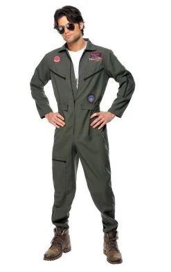 Smiffys Military Mens Top Gun Pilot Jumpsuit Costume