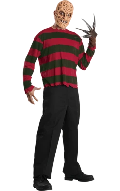 Rubies Mens Freddy Krueger Shirt With Facepiece Costume