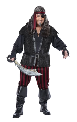 California Costumes Book Characters Mens Plus Size Ruthless Rogue Pirate Costume