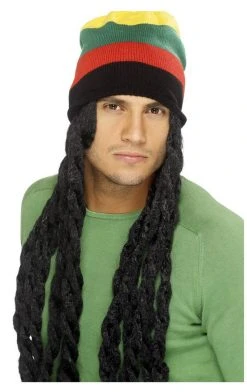 Smiffys Rasta Hat With Dreadlocks Accessory