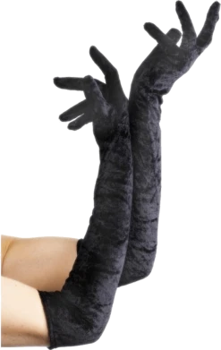 Smiffys Long Black Velvet Gloves Dolls