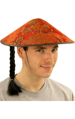 Bristol Novelty Chinese Coolie Hat & Plait Around The World