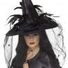 Smiffys Black Magic Witch Hat With Veil 2 Smiffys Black Magic Witch Hat With Veil