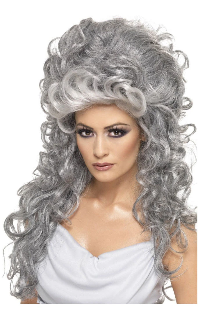 Smiffys Medea Witch Beehive Grey Wig Halloween 3 Smiffys Medea Witch Beehive Grey Wig Halloween