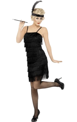 Smiffys Black Flapper Dress All Decades /Era Costumes