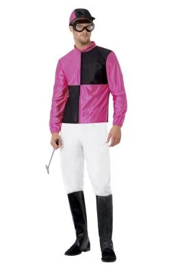 Smiffys Mens Pink And Black Jockey Costume Novelty