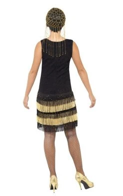 Smiffys Golden Fringe Flapper Dress All Decades /Era Costumes