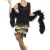 Smiffys Golden Fringe Flapper Dress All Decades /Era Costumes