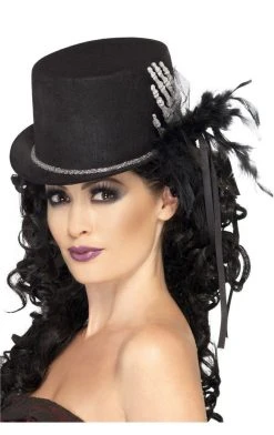 Smiffys Top Hat With Skeleton Hand