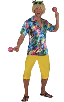 Orlob Adult Mens Yellow Shorts Hawaiian