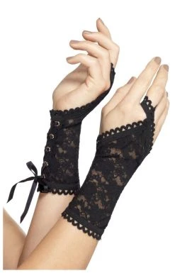 Smiffys Dolls Black Lace Glovelets