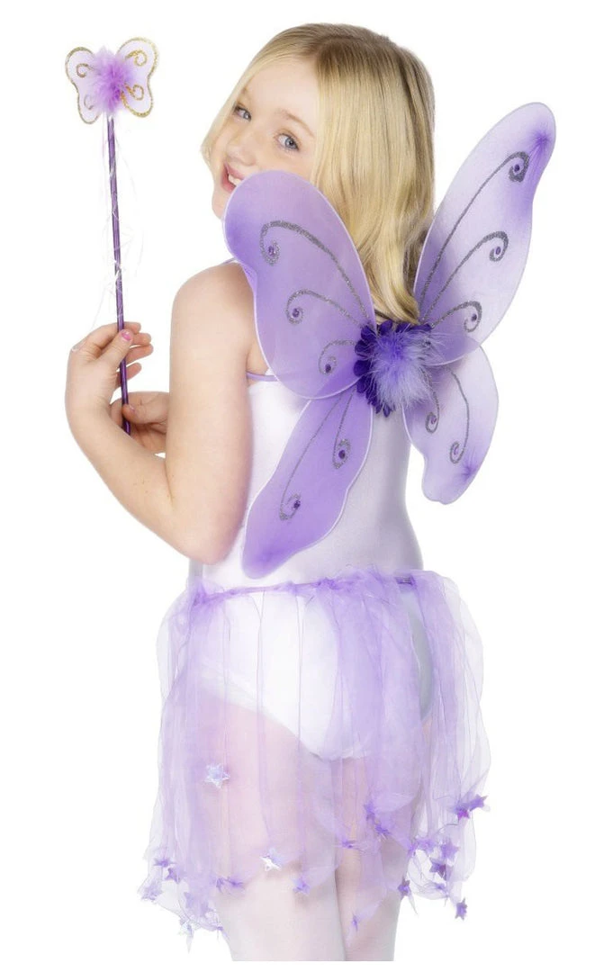 Smiffys Fairies Purple Butterfly Wings And Wand 3 Smiffys Fairies Purple Butterfly Wings And Wand
