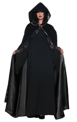 Underwraps Halloween 63'' Black Velvet & Satin Cape