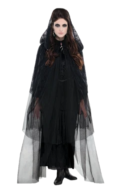 Amscan Black Hooded Lace Cape