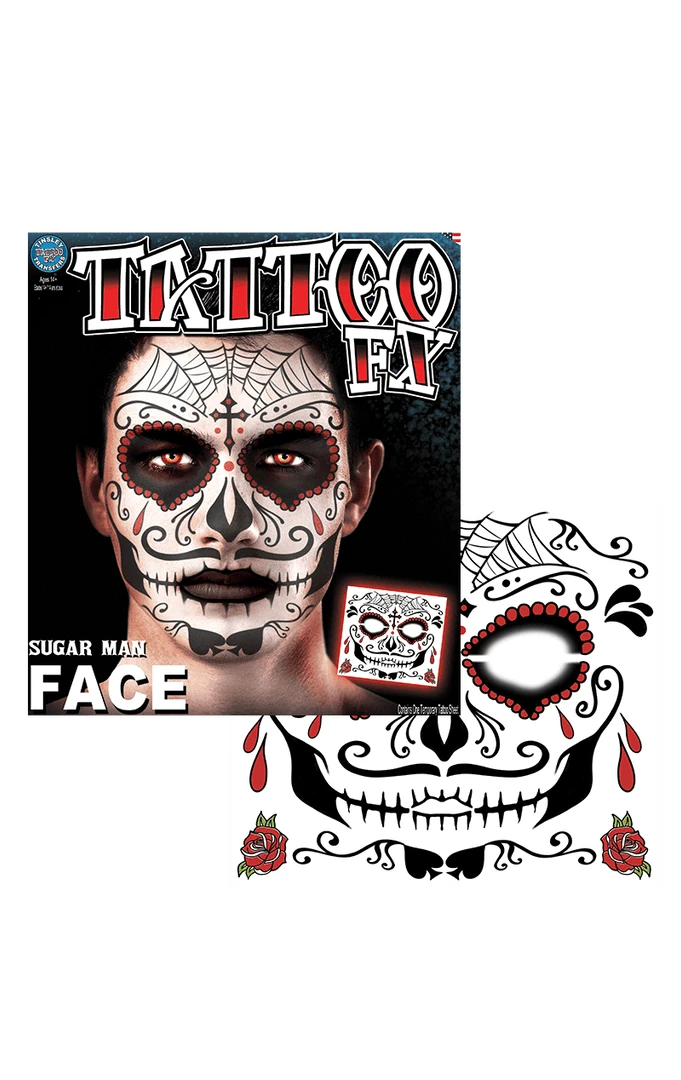Tinsley Transfers Day Of The Dead Face Tattoo 3 Tinsley Transfers Day Of The Dead Face Tattoo
