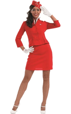 Fun Shack Womens Red Cabin Crew Costume
