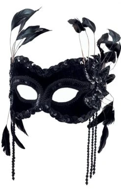 Bristol Novelty Black Velvet Masquerade Facepiece