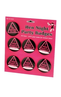Alandra Hen Night Hen Party Badges - Set Of 7