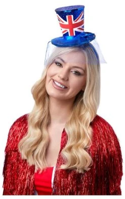 Generic British / UK Ladies Union Jack Mini Sequin Top Hat