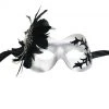 Generic Silver Masquerade Facepiece With Black Feather 1 Generic Silver Masquerade Facepiece With Black Feather